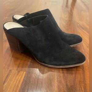 Black Suede Heeled Mules:
